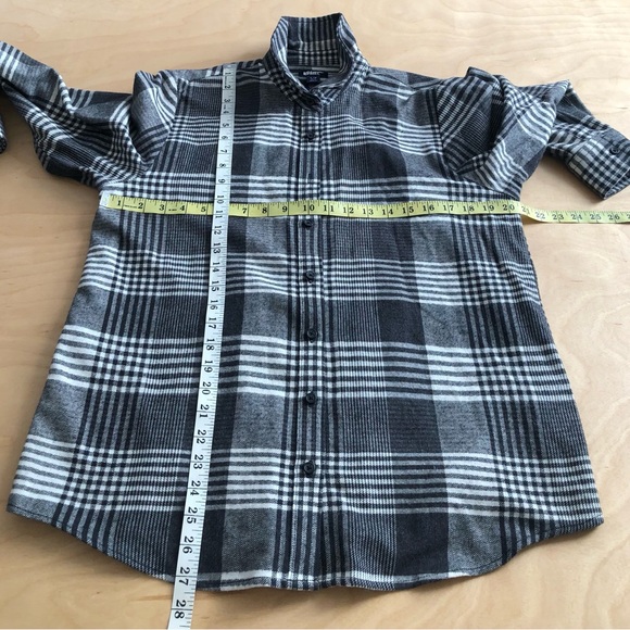 Lands' End Plaid Flannel Shirt Gray White 100% Cotton Womens LP. - Picture 7 of 8